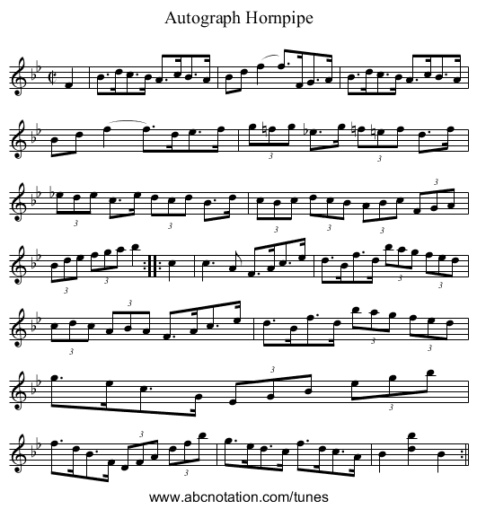 Autograph Hornpipe - staff notation