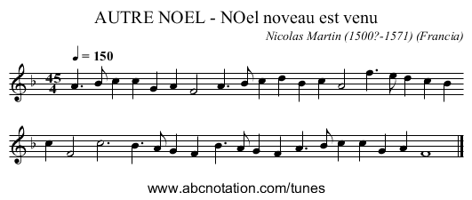AUTRE NOEL - NOel noveau est venu - staff notation