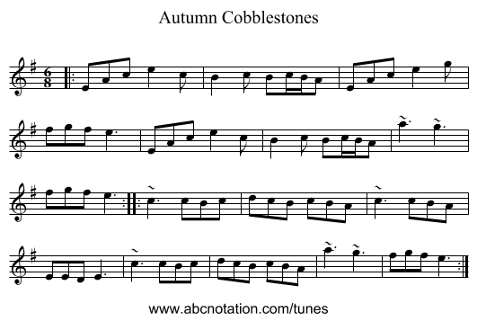 Autumn Cobblestones - staff notation