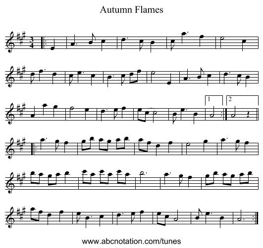 Autumn Flames - staff notation
