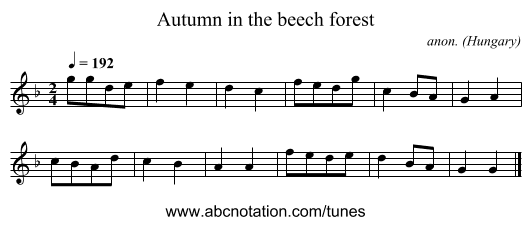 Autumn in the beech forest - staff notation