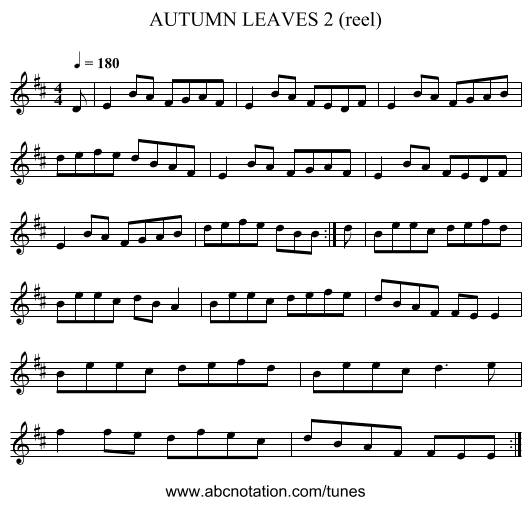 AUTUMN LEAVES 2 (reel) - staff notation