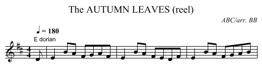 AUTUMN LEAVES (reel), The - staff notation