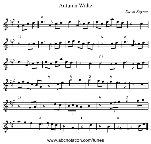 Autumn Waltz - staff notation