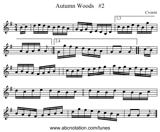 Autumn Woods   #2 - staff notation