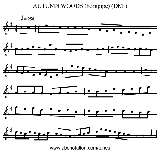 AUTUMN WOODS (hornpipe) (DMI) - staff notation