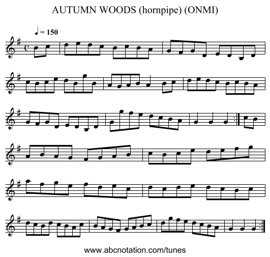 AUTUMN WOODS (hornpipe) (ONMI) - staff notation
