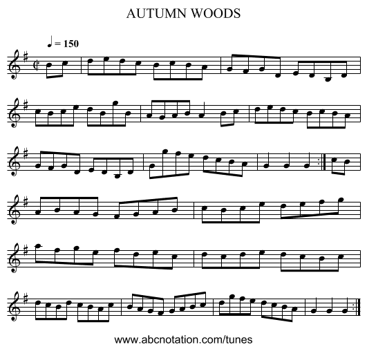 AUTUMN WOODS - staff notation