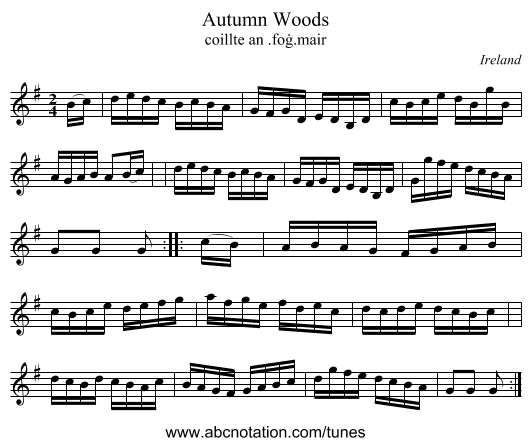 Autumn Woods - staff notation