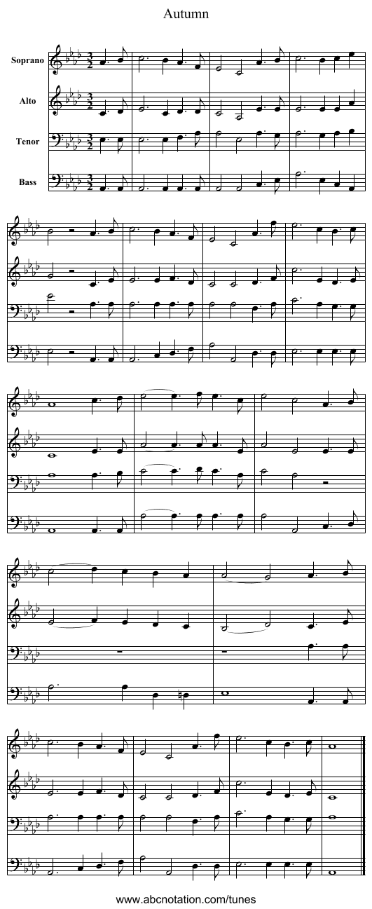 Autumn - staff notation