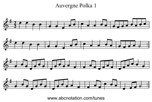 Auvergne Polka 1 - staff notation