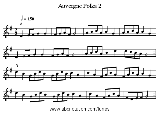 Auvergne Polka 2 - staff notation