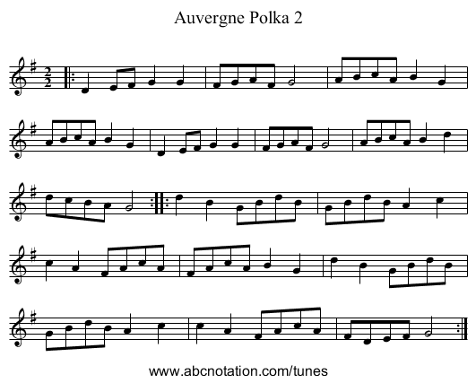 Auvergne Polka 2 - staff notation
