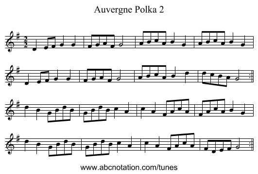 Auvergne Polka 2 - staff notation