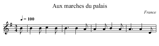Aux marches du palais - staff notation