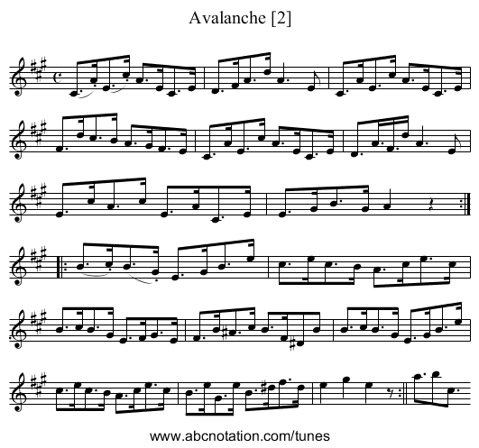 Avalanche [2] - staff notation