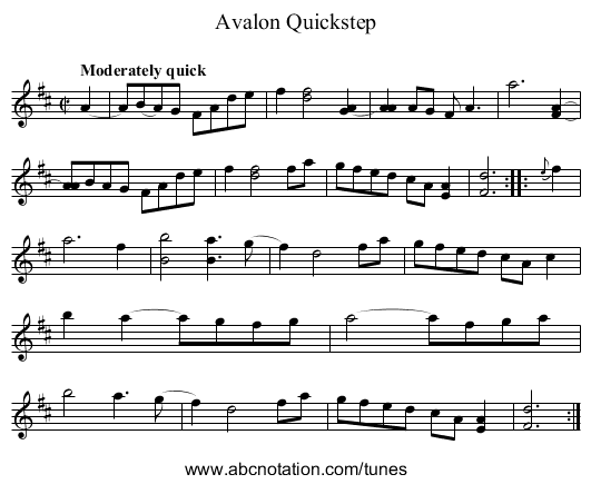 Avalon Quickstep - staff notation