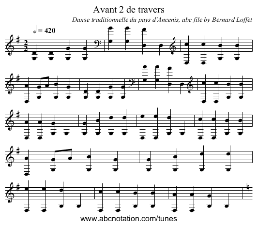 Avant 2 de travers - staff notation