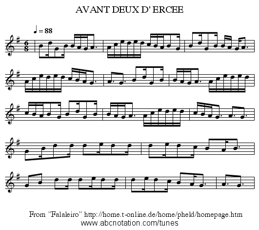 AVANT DEUX D' ERCEE - staff notation
