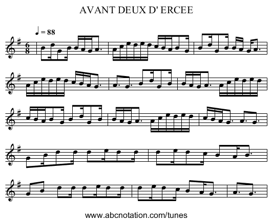 AVANT DEUX D' ERCEE - staff notation