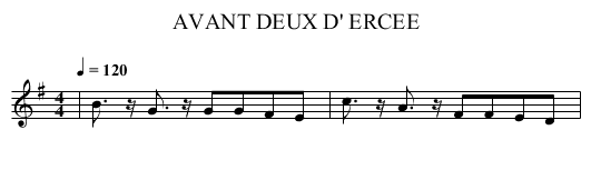 AVANT DEUX D' ERCEE - staff notation