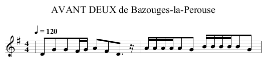 AVANT DEUX de Bazouges-la-Perouse - staff notation