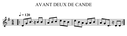 AVANT DEUX DE CANDE - staff notation