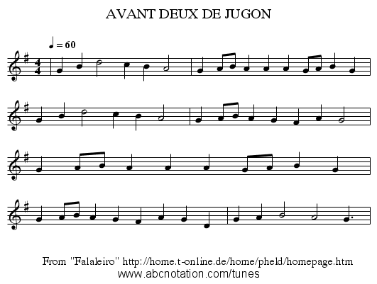 AVANT DEUX DE JUGON - staff notation