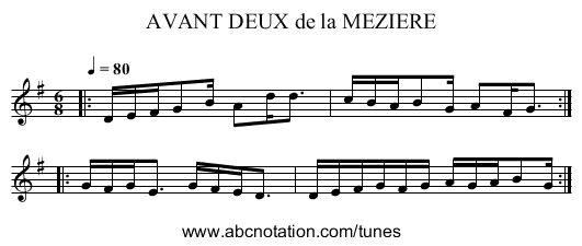 AVANT DEUX de la MEZIERE - staff notation
