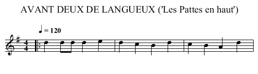 AVANT DEUX DE LANGUEUX ('Les Pattes en haut') - staff notation