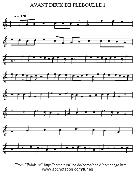 AVANT DEUX DE PLEBOULLE 1 - staff notation