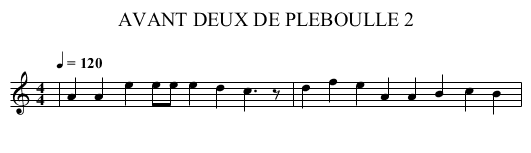AVANT DEUX DE PLEBOULLE 2 - staff notation