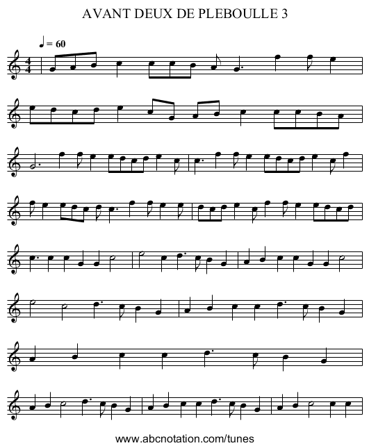 AVANT DEUX DE PLEBOULLE 3 - staff notation