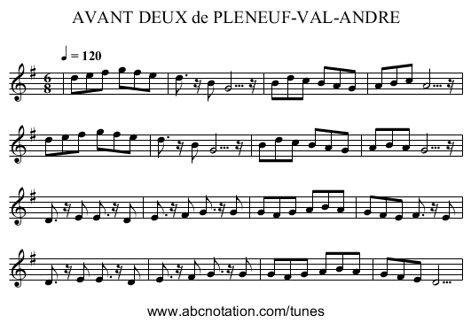 AVANT DEUX de PLENEUF-VAL-ANDRE - staff notation
