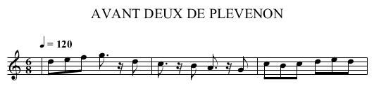 AVANT DEUX DE PLEVENON - staff notation