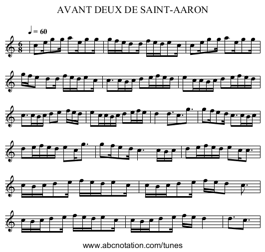 AVANT DEUX DE SAINT-AARON - staff notation