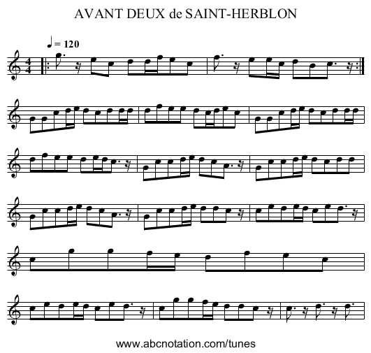 AVANT DEUX de SAINT-HERBLON - staff notation