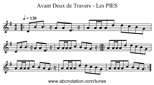 Avant Deux de Travers - Les PIES - staff notation