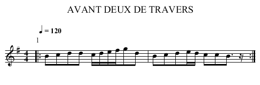 AVANT DEUX DE TRAVERS - staff notation