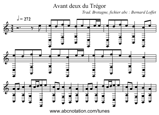 Avant deux du Trégor - staff notation