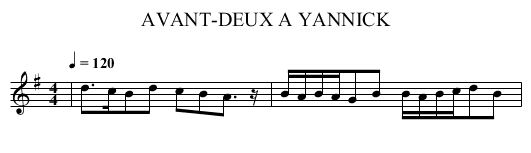 AVANT-DEUX A YANNICK - staff notation