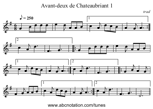 Avant-deux de Chateaubriant 1 - staff notation