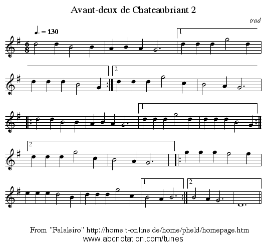 Avant-deux de Chateaubriant 2 - staff notation