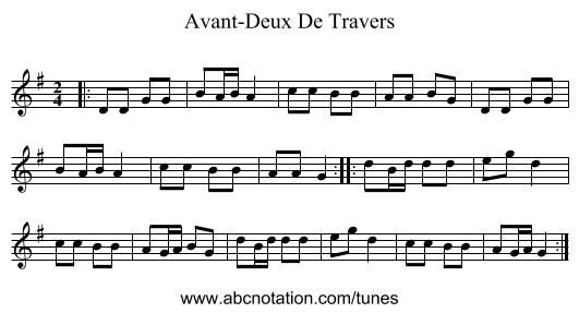 Avant-Deux De Travers - staff notation