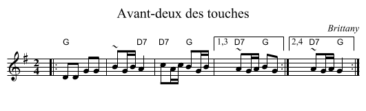 Avant-deux des touches - staff notation