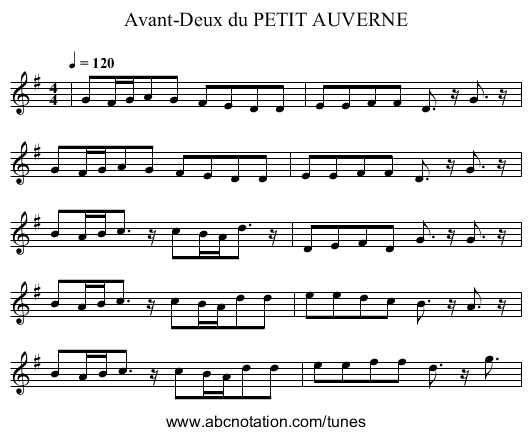 Avant-Deux du PETIT AUVERNE - staff notation