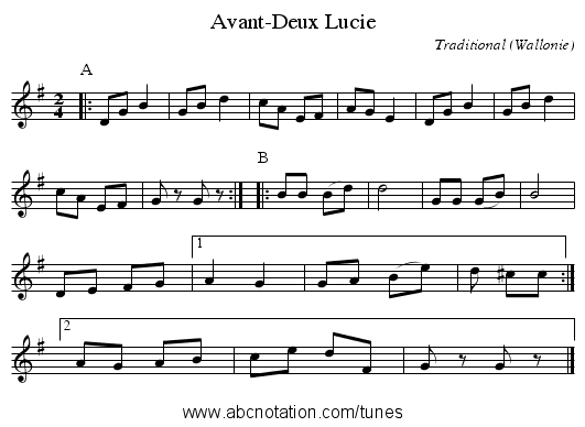Avant-Deux Lucie - staff notation