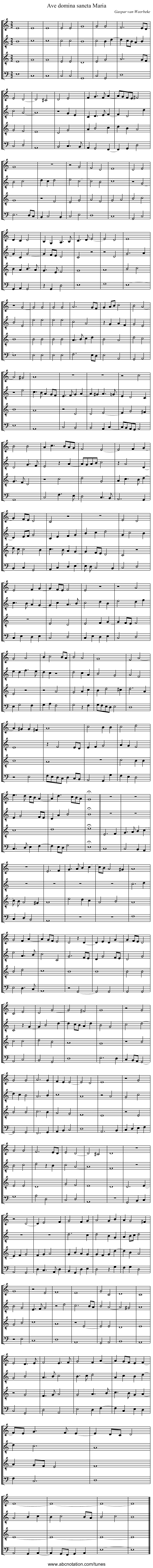 Ave domina sancta Maria - staff notation