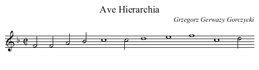 Ave Hierarchia - staff notation