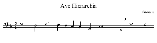 Ave Hierarchia - staff notation